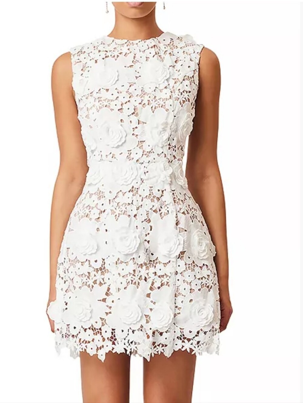 Elliatt Daffodil White 3D Floral Lace Mini Dress Size XL